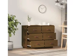 Aparador de madera maciza de pino marrón miel 100x40x75 cm ES49504