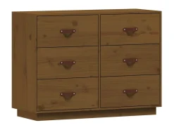 Aparador de madera maciza de pino marrón miel 100x40x75 cm ES49504