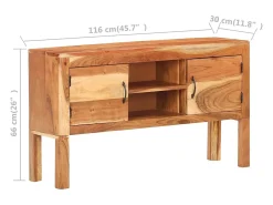 Aparador de madera maciza de acacia 116x30x66 cm