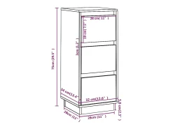 Aparador de madera maciza de pino 32x34x75 cm