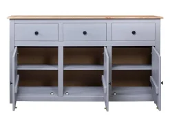 Aparador de madera maciza pino estilo Panamá gris 135x40x80 cm