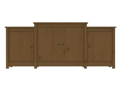 Aparador de madera maciza de pino marrón miel 164x37x68 cm