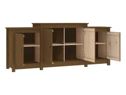 Aparador de madera maciza de pino marrón miel 164x37x68 cm