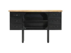 Aparador de madera maciza de mango rugosa y acero 110x30x65 cm ES15567