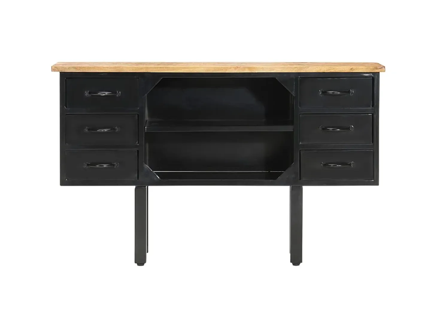Aparador de madera maciza de mango rugosa y acero 110x30x65 cm ES15567