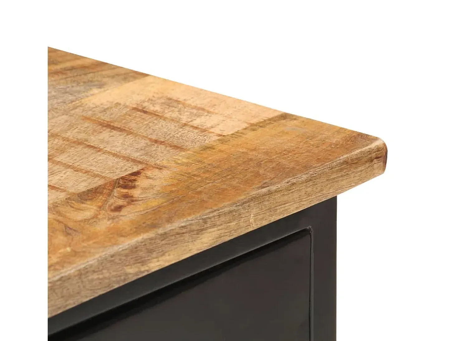 Aparador de madera maciza de mango rugosa y acero 110x30x65 cm ES15567
