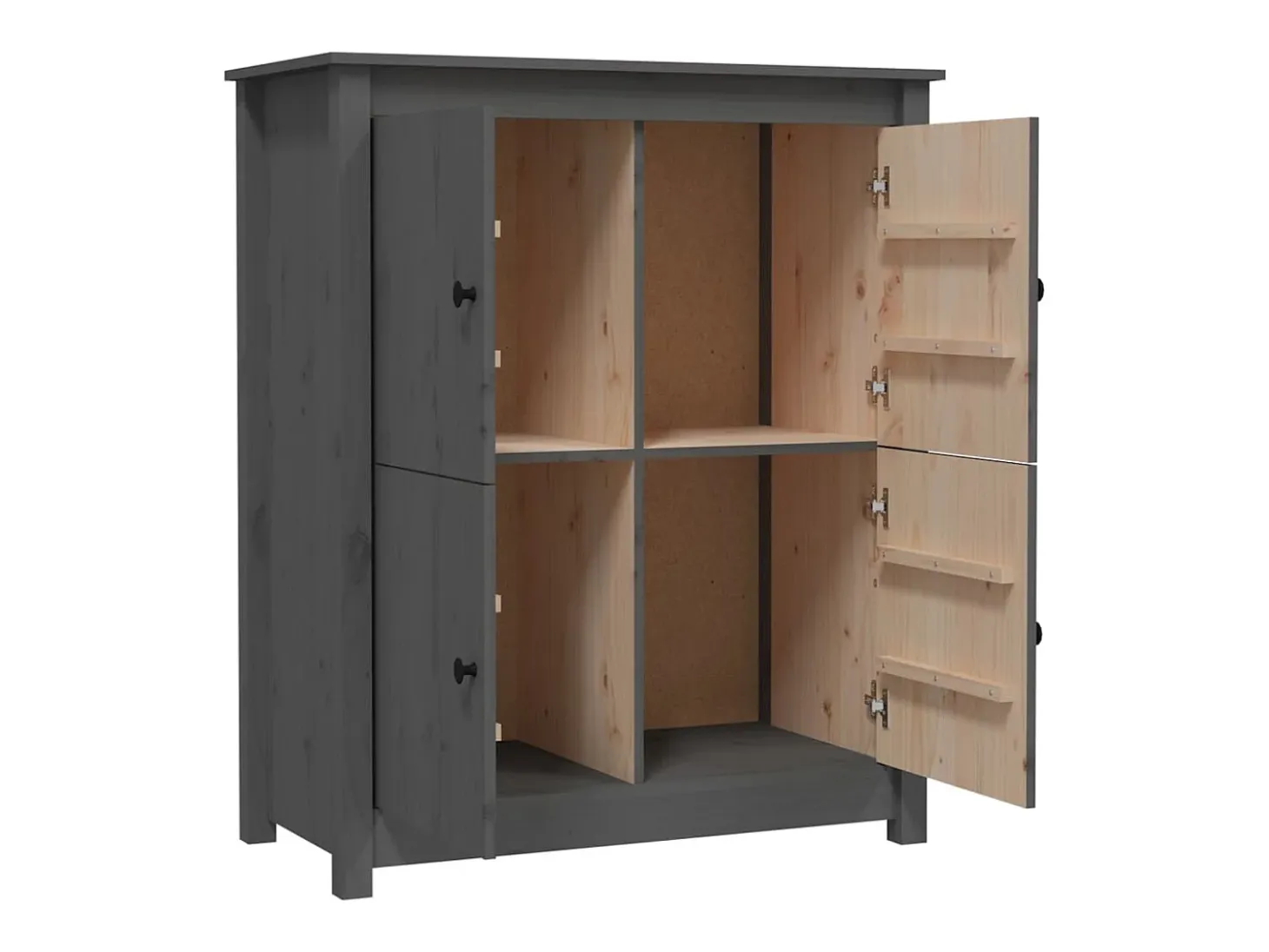 Aparador de madera maciza de pino gris 83x41,5x100 cm