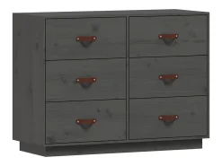 Aparador de madera maciza de pino gris 100x40x75 cm