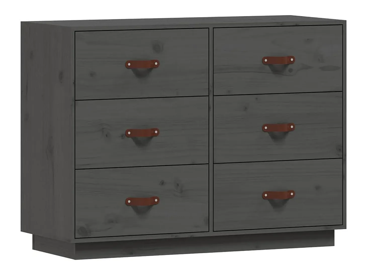 Aparador de madera maciza de pino gris 100x40x75 cm