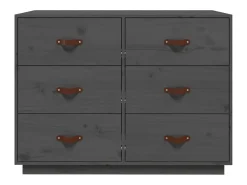 Aparador de madera maciza de pino gris 100x40x75 cm