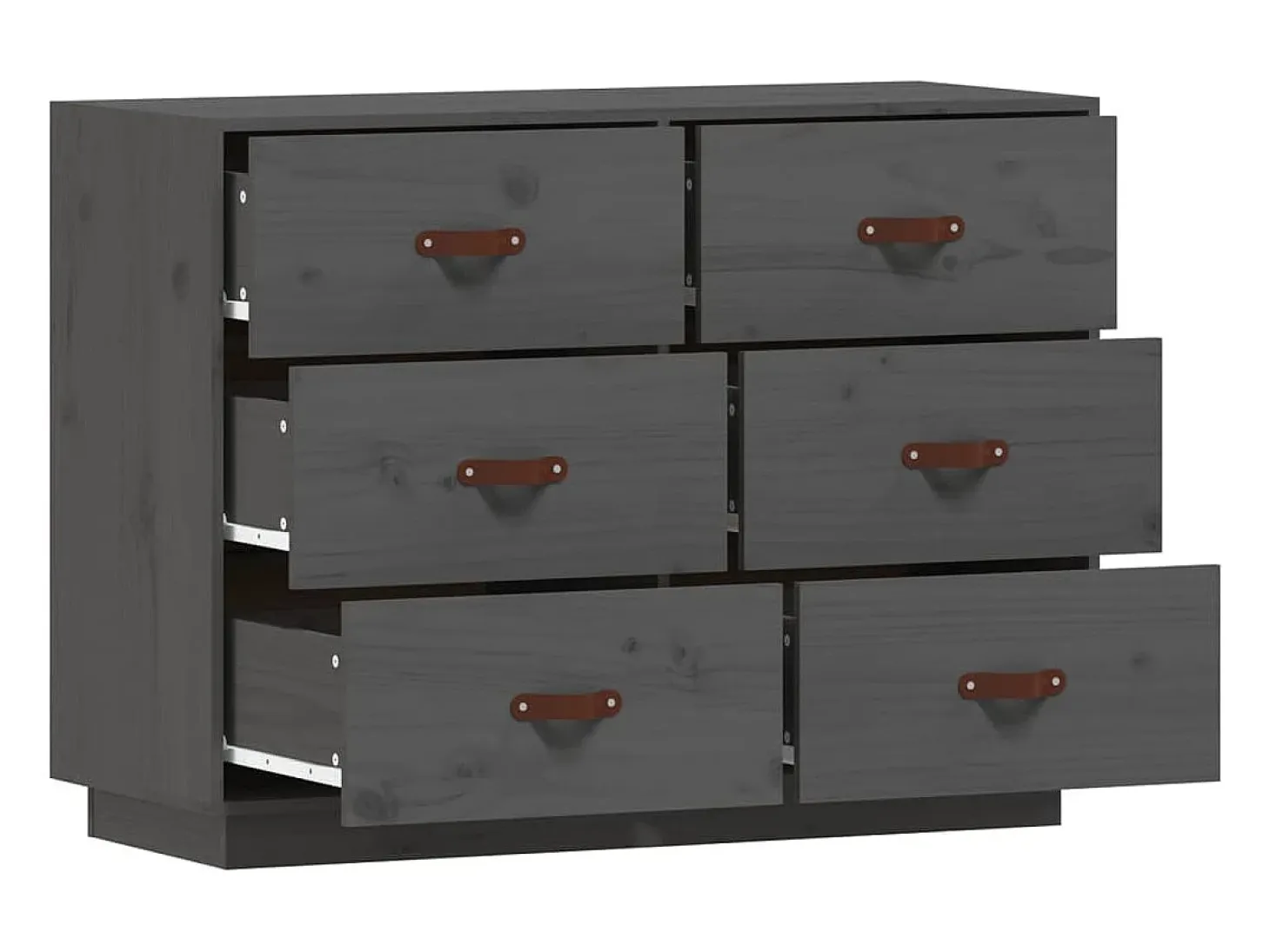 Aparador de madera maciza de pino gris 100x40x75 cm