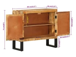 Aparador de madera maciza de mango y metal 80x30x71 cm