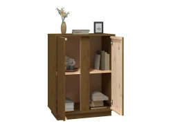 Aparador de madera maciza de pino marrón miel 60x35x80 cm
