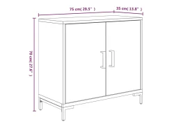 Aparador de madera maciza de pino marrón 75x35x70 cm