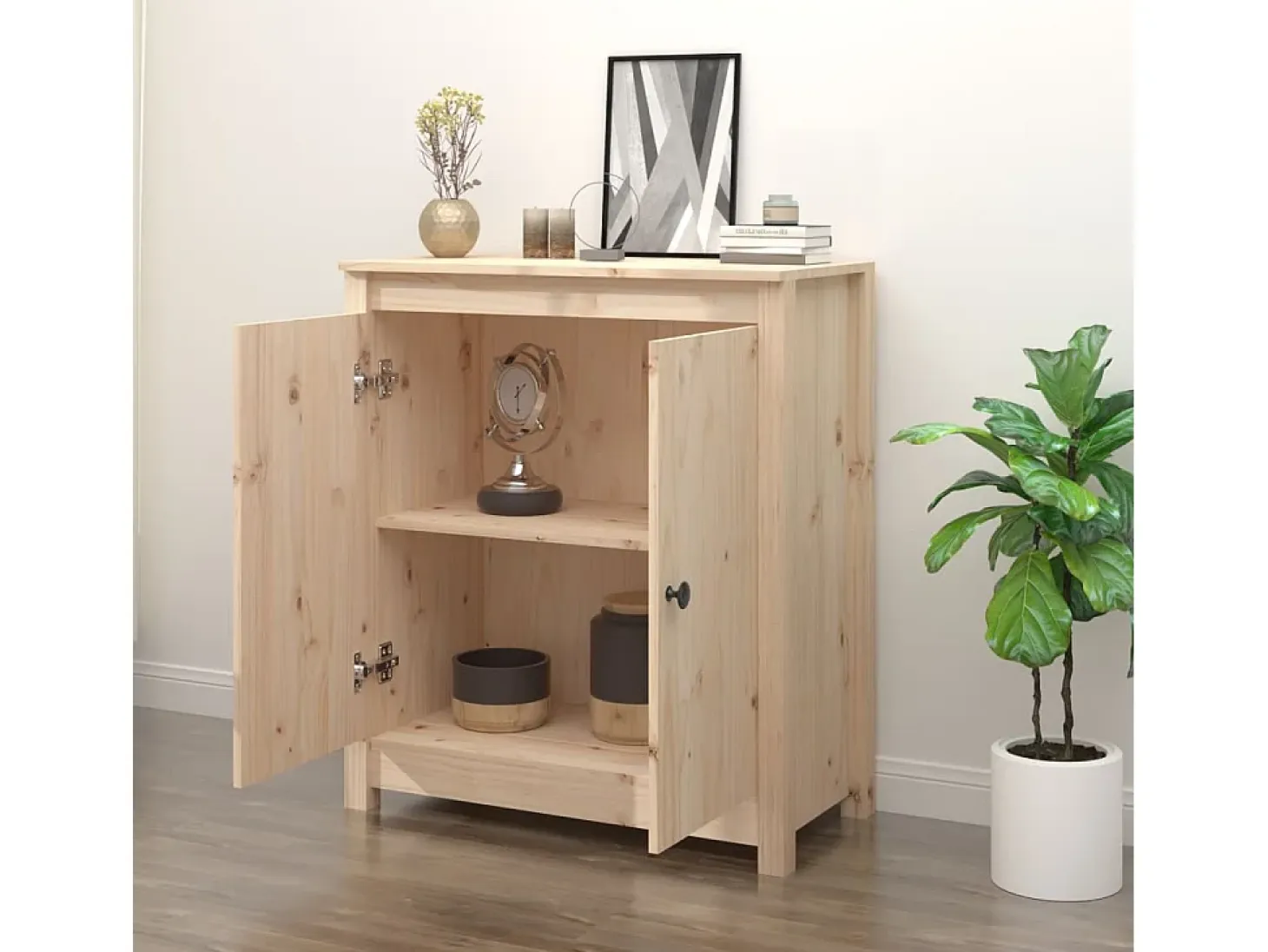 Aparador de madera maciza de pino 70x35x80 cm ES71976