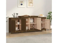 Aparador de madera maciza de pino marrón miel 164x37x68 cm ES84171