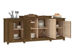 Aparador de madera maciza de pino marrón miel 164x37x68 cm ES84171