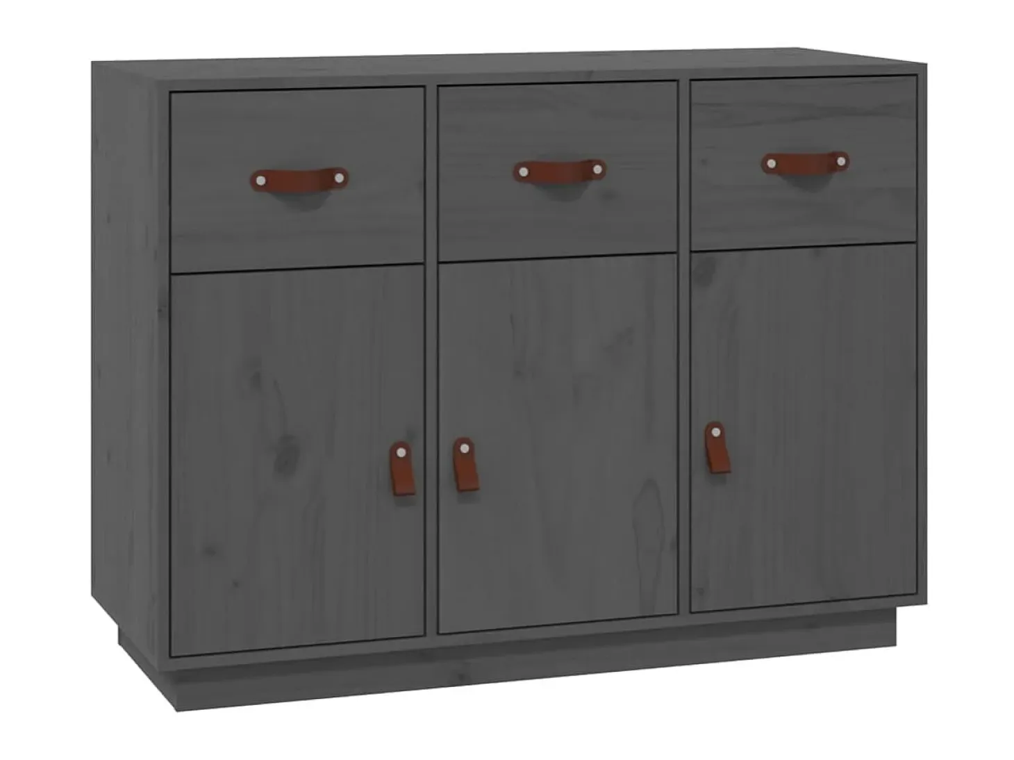 Aparador de madera maciza de pino gris 100x40x75 cm ES89395