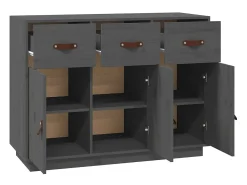 Aparador de madera maciza de pino gris 100x40x75 cm ES89395