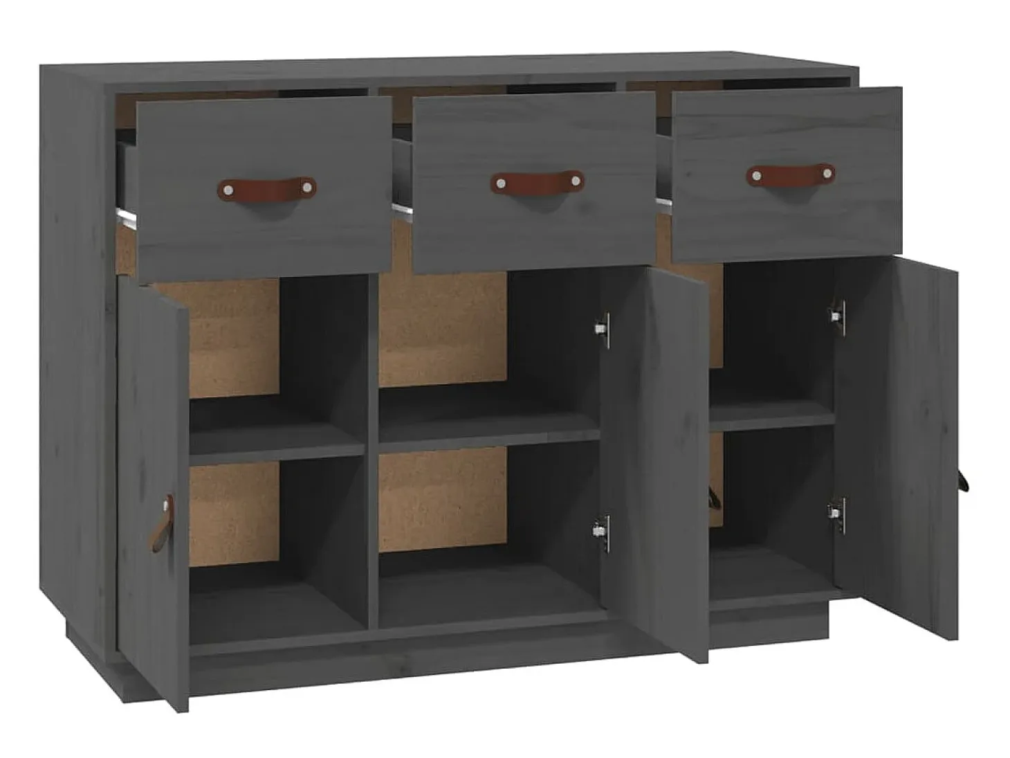 Aparador de madera maciza de pino gris 100x40x75 cm ES89395