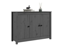 Aparador de madera maciza de pino gris 100x35x74 cm