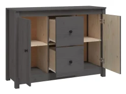Aparador de madera maciza de pino gris 100x35x74 cm ES42486