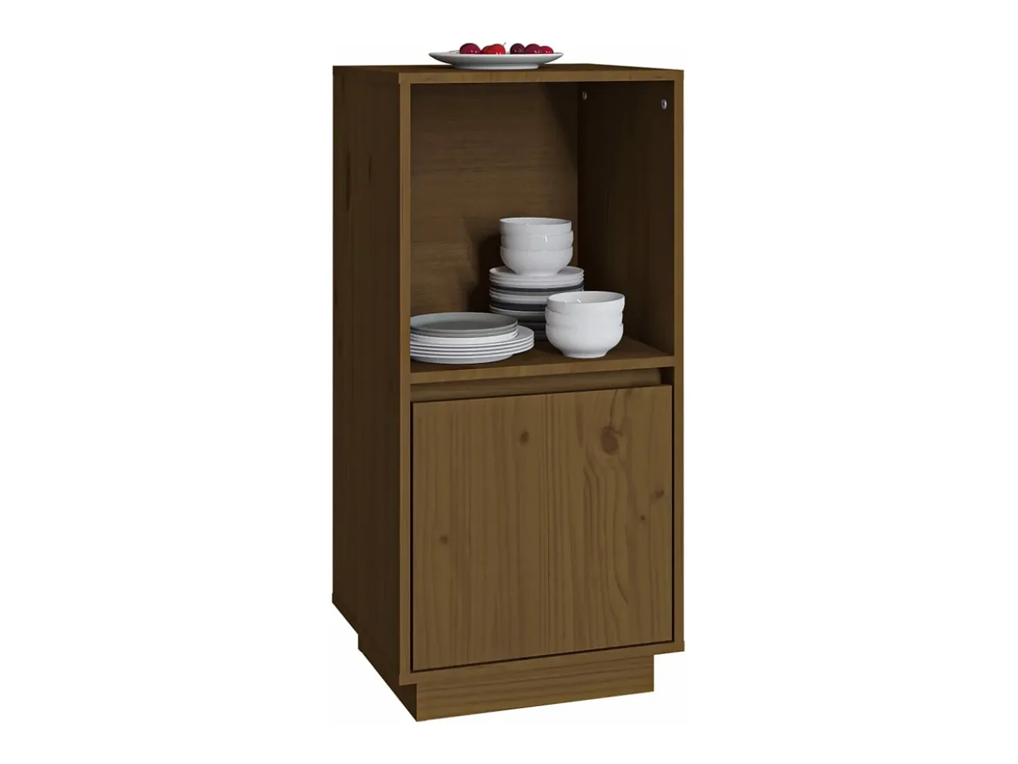 Aparador de madera maciza de pino marrón miel 38x35x80 cm