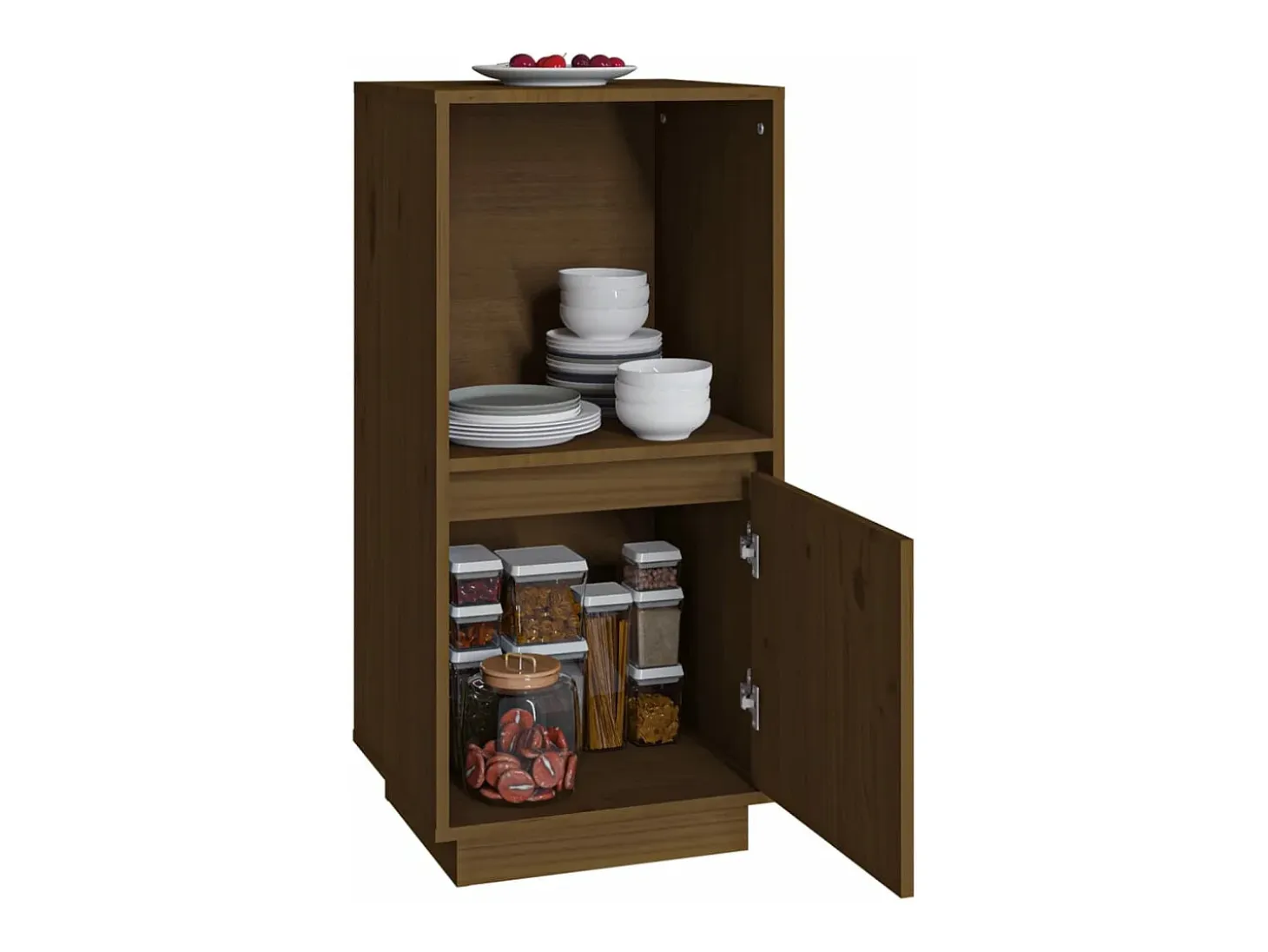 Aparador de madera maciza de pino marrón miel 38x35x80 cm