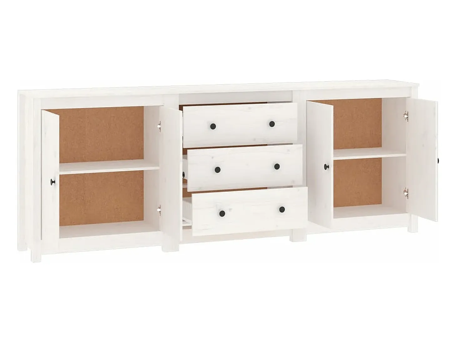 Aparador de madera maciza de pino blanco 210x35x80 cm