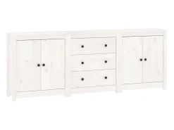 Aparador de madera maciza de pino blanco 210x35x80 cm