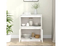 Aparador de madera maciza de pino blanco 60x34x75 cm ES65254