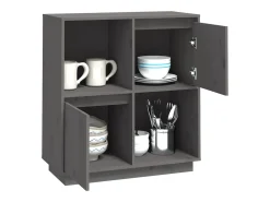 Aparador de madera maciza de pino gris 74x35x80 cm