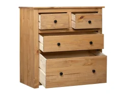Aparador de madera maciza de pino estilo Panamá 80x40x83 cm ES83444