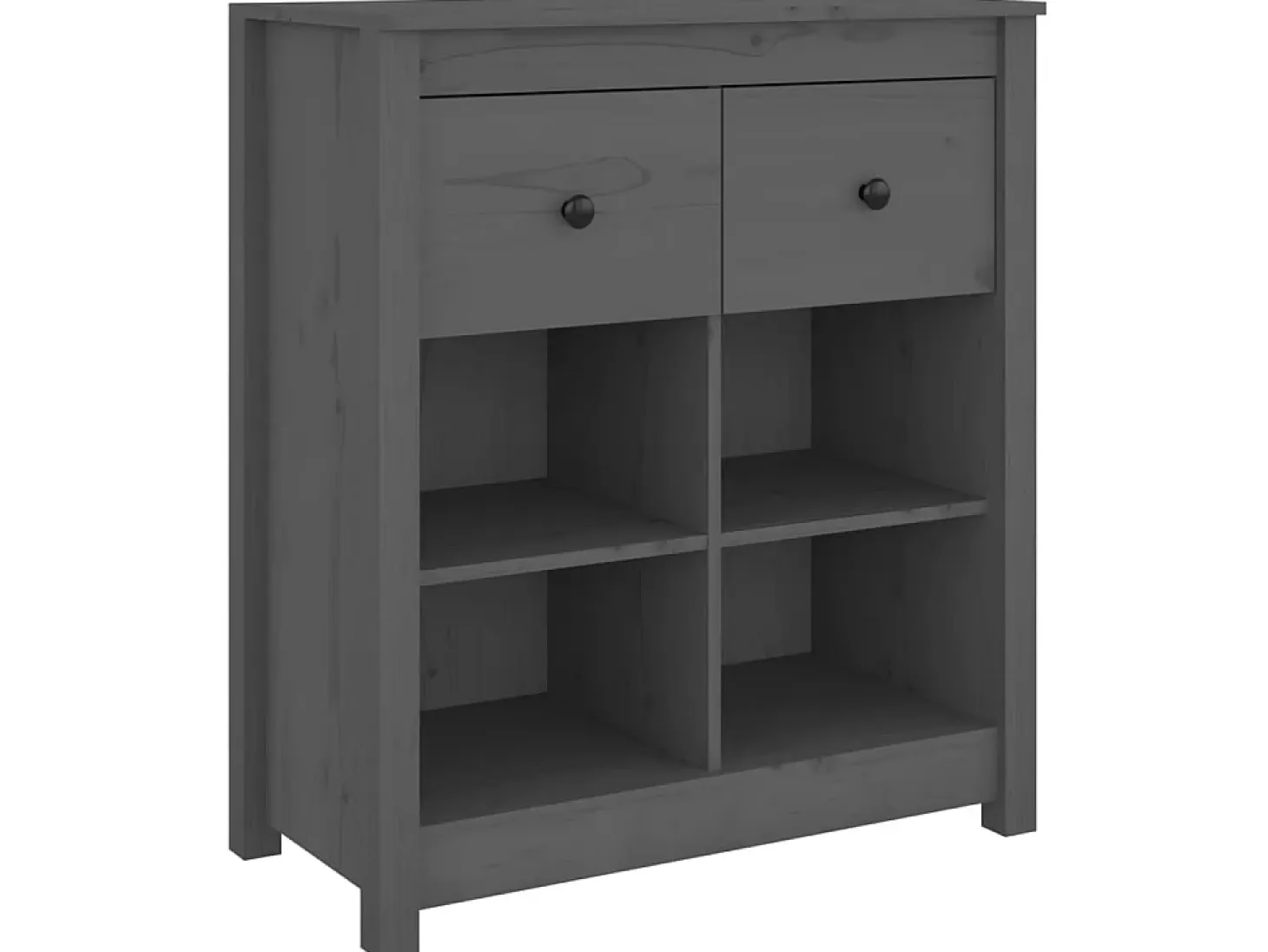 Aparador de madera maciza de pino gris 70x35x80 cm ES16579