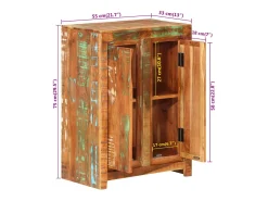 Aparador de madera maciza reciclada 55x33x75 cm
