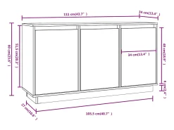 Aparador de madera maciza de pino blanco 111x34x60 cm
