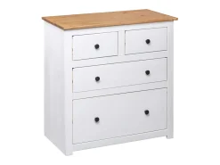 Aparador de madera maciza pino estilo Panamá blanco 80x40x83 cm ES18760