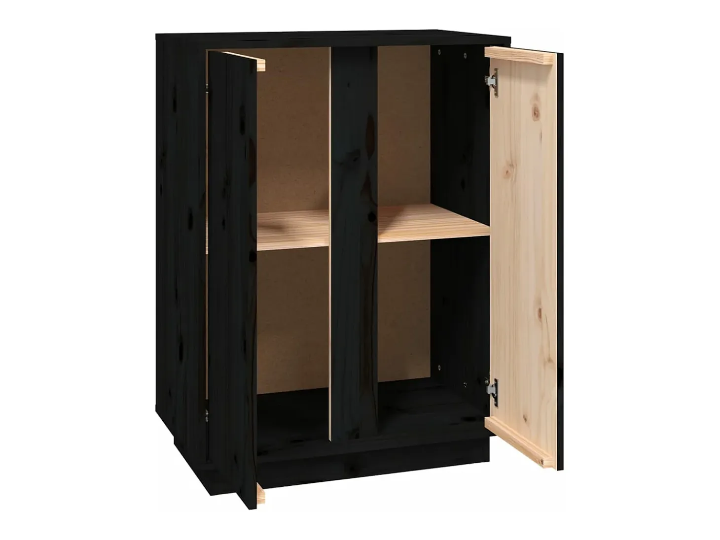 Aparador de madera maciza de pino negro 60x35x80 cm