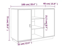 Aparador de madera maciza de pino gris 100x40x75 cm