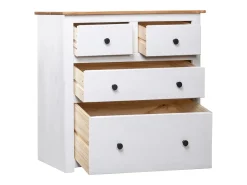 Aparador de madera maciza pino estilo Panamá blanco 80x40x83 cm