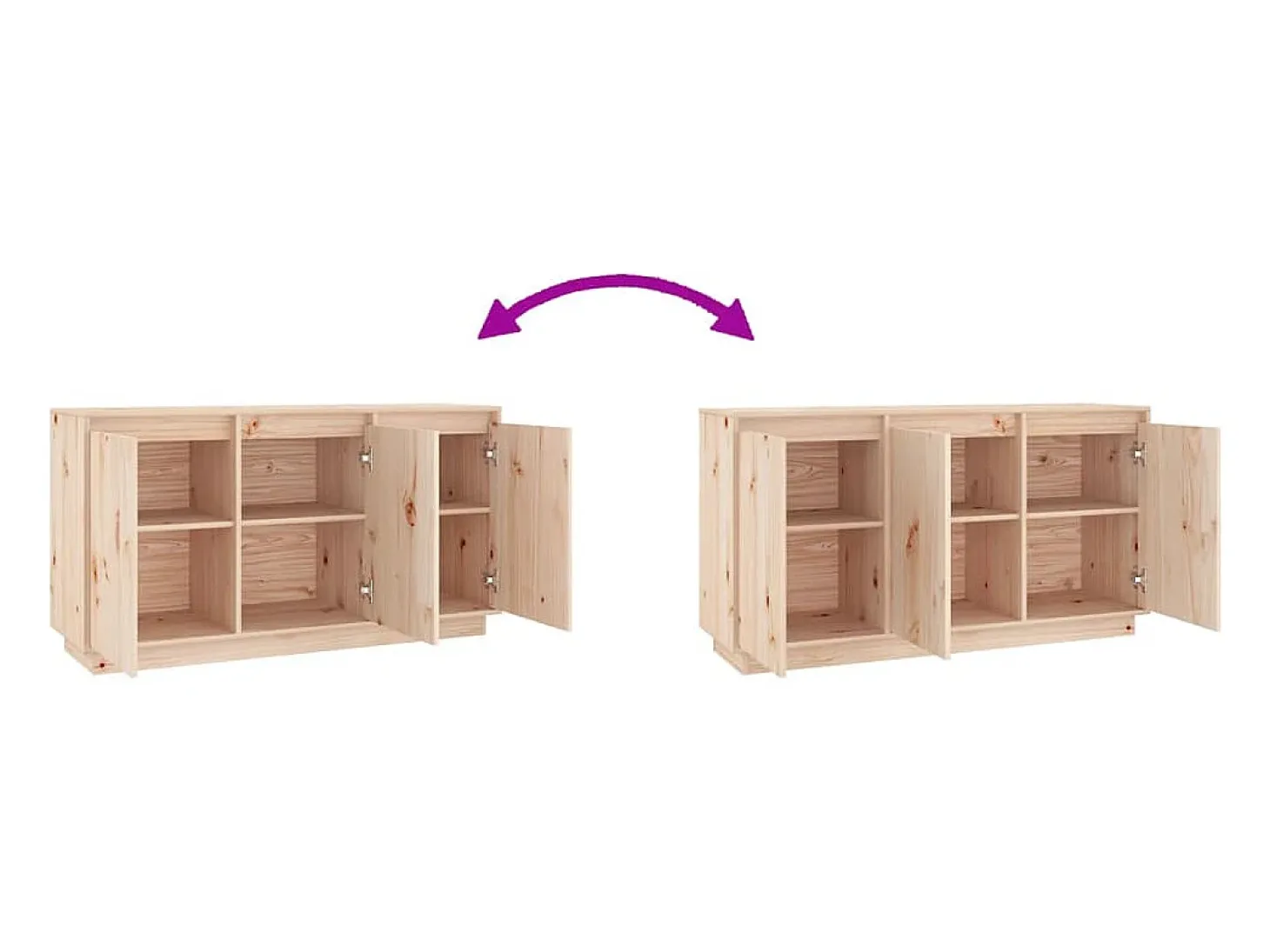 Aparador de madera maciza de pino 111x34x60 cm