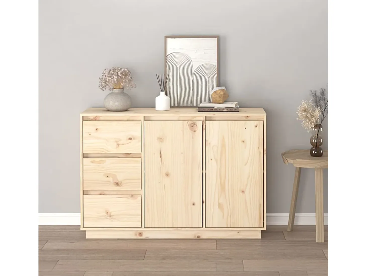 Aparador de madera maciza de pino 111x34x75 cm