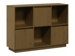 Aparador de madera maciza de pino marrón miel 110,35x35x80 cm