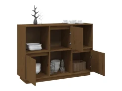 Aparador de madera maciza de pino marrón miel 110,35x35x80 cm
