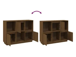 Aparador de madera maciza de pino marrón miel 110,35x35x80 cm