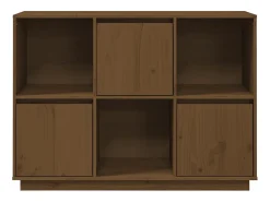 Aparador de madera maciza de pino marrón miel 110,35x35x80 cm