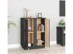 Aparador de madera maciza de pino gris 60x35x80 cm ES23513