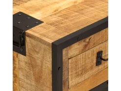 Aparador de madera maciza mango sin tratar y metal 80x31x66 cm