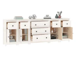 Aparador de madera maciza de pino blanco 230 x 35 x 80 cm