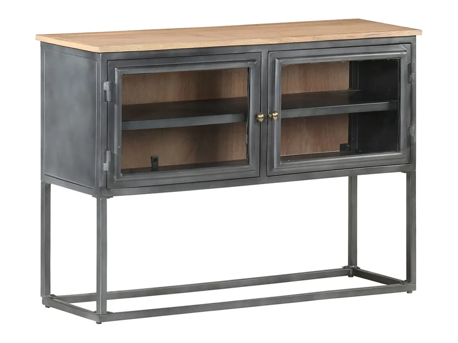 Aparador de madera maciza de acacia gris 100x30x70 cm